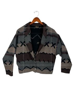 David Paul New York Wool Blend Southwestern Caridan Jacket Aztec Crop Size M